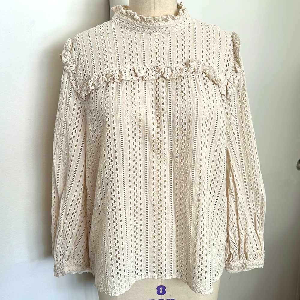 Madewell off white cream Crochet Blouse size XL